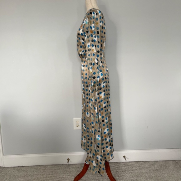 Hunter Bell Tan with Blue Polka Dot Dress - Size 4 - Picture 3 of 10